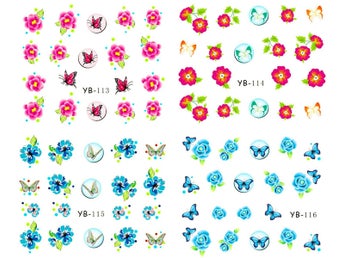 NYTT! 4 ARK Nageldekorationer / 3D Water Transfer Nail Art Stickers 113-116