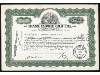 1954 Calgary, Alberta, Canada: Trans Empire Oils Ltd.