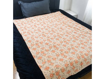 Retro lakan, vintage bäddtextil, blommigt lakan, retro tyg, 190x140 cm