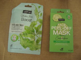 Sence Ansiktsmask - Face Sheet Mask Green Tea Boost & Face Off Mask Cucumber **