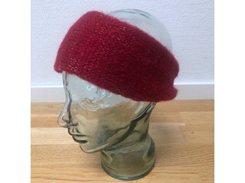 Vintage knitted red with silver thread headband size M