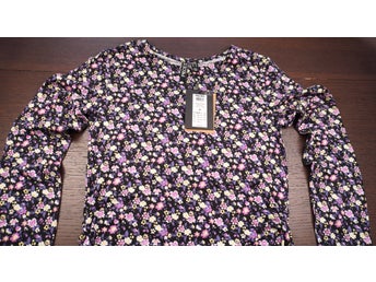 Pieces Blommig Topp Dam XS Svart Lila Rosa Blus Floral Stretch Casual Ny