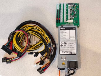 1850W PSU Nätagg Strömförsörjning, ATX breakout board, 4x 16AWG Kablar