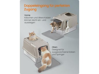Kattlåda i rostfritt stål med fällbart lock, XL sluten, för katter PPT005K01