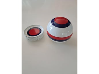 Retro-60-70tal/Bullseye glasunderlägg och förvaringsburk/ Pop Art