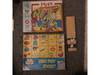 Spel -Pippi Långstrump samt träpussel & dominospel