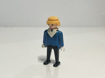 Playmobil figur blond m. scarf och blå skjorta - 70s vintage
