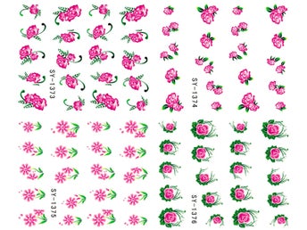 NYTT! 4 ARK Nageldekorationer / 3D Water Transfer Nail Art Stickers 1373-1376