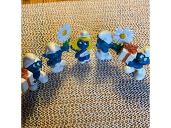 Fem stycken Smurf-figurer