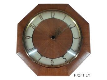 Holmeirs Ur Väggklocka Vintage Trä Åttakantig Quartz Brun Väggur Retro