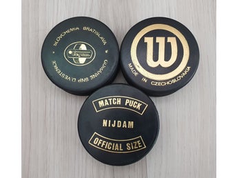 3 Ishockey Pucks made in Czechoslovakia