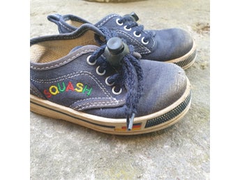 sko, sneaker, retro, 90-tal, blå, barnskor, stl 24, tygsko, platt, hård sula