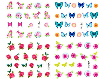 NYTT! 4 ARK Nageldekorationer / 3D Water Transfer Nail Art Stickers 093-096