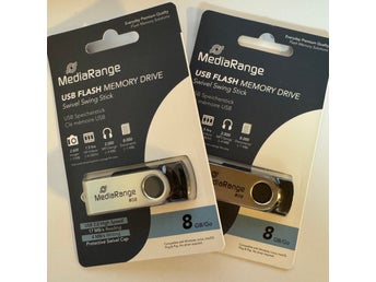 2 st USB-minne 8GB - MediaRange - USB 2.0 - 8 GB - helt nytt