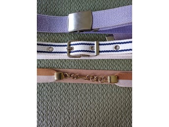 3 fräscha olika bälten i textil. S. .
