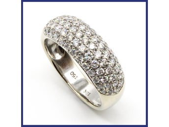 Ring, 18K vitguld, naturliga briljantslipade diamanter (1,2ctv, stl 16,9mm)