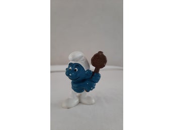 SMURFARNA SMURF TRÄ KLUBBA MÄRKT PEYO W GERMANY RETRO