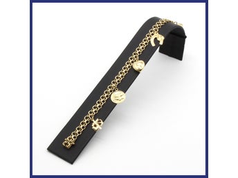Armband, 18K guld, berlocker, X-länk (vikt 11g, längd 19,5cm)