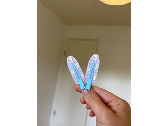 Lavender gingham hair clips