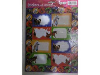 Ett A4 ark stickers, etiketter med hästar