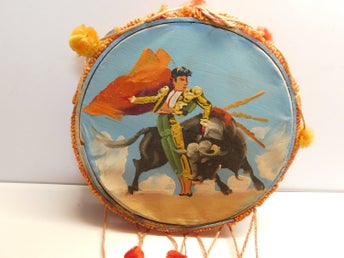 Tamburin Vintage/Retro Handmålad Konst Tamburin från Spanien