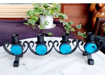Advent-Ljusstake Torsmide blått glas Supervacker Oskadad