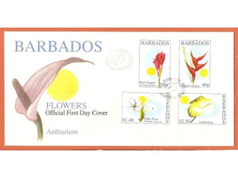 Barbados FDC Blommor 30.5.2002 vinjett