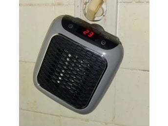 800W 2 lägen mini plug-in elvärmare med fjärrkontroll/timer, säker, tyst, bekväm
