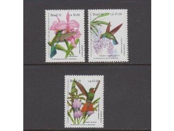 Brasilien, Mi 2435-37, Fåglar, orkidé, blommor, xx