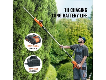 Batteridriven häcksax med teleskopskaft – 20 V, 46 cm blad och justerbar höjd