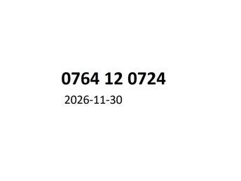0764 12 0724 Diamant mobilnummer kontantkort guldnummer guld nummer mobil