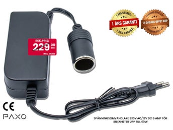 NY Bilströmadapter, 60W | 5A | 12V
