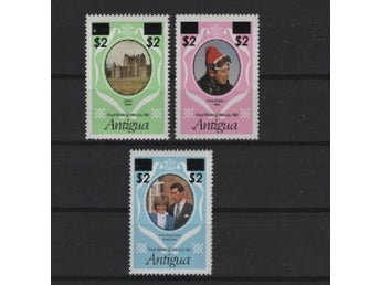 Antigua 1984 Kungligt bröllop 3v med övertryck nya valörer.