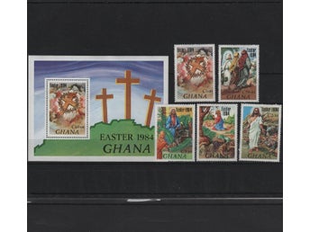 Ghana 1984 Påsk religiösa motiv 5v + 1v i block