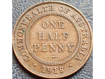 Halv Penny 1918 George V - Australien