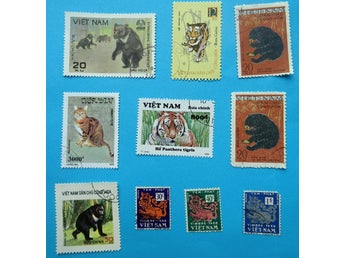 Vietnam 10 frimärken , DJUR