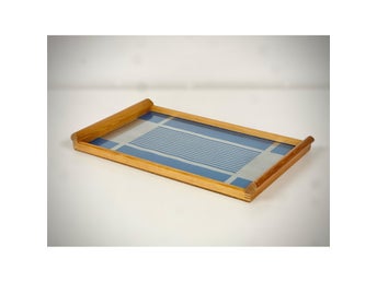 Bricka Art Deco Funkis Glas Trä Vinage (1.2)