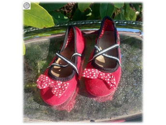 Fina Mimmi Minnie ballerina skor med resår och rosett 2 28 im 17,2 cm Fint skick