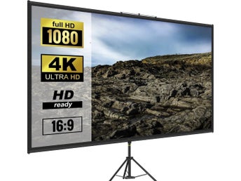 Projektorduk 90 Tum 4K HD med Stativ Portabel 16:9 för Hemmabio