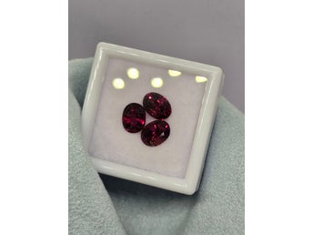 3st Naturliga obehandlat rhodolite vinröd 3,7ct 7×5,5mm.