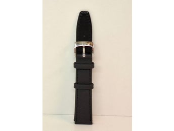 Klockarmband svart, 18 mm, Kalvskinn, Äkta läder + 2 st Bandstift, Hongkong, ny