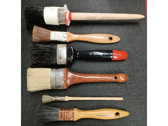 6 ANVÄNDA PROFESSIONELLA MÅLAR PENSEL MÅLNING SHELLAC LACK FINISH ARTIST ÅTERSTÄLLA