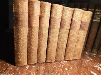 Amusemens de la Campagne 1749 – komplett i 7 vol, Paris, samtida skinnband