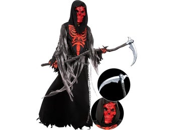 Storlek L (10-12 år) - Spooktacular Creations - Skull Reaper - Kostym för Barn