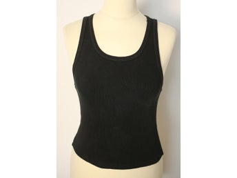 Voyage Passion ladies vintage black cotton vest top with jeweled detail-EU 34/36