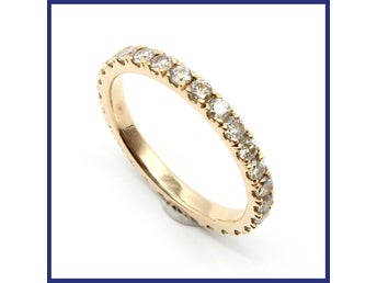 Ring, 18K guld, naturliga, briljantslipade diamanter (1ctv, stl 17,2mm)