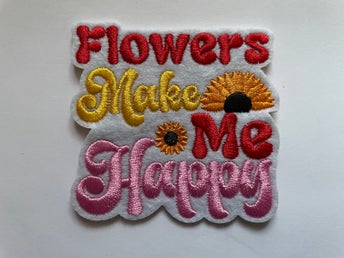 FLOWERS MAKE ME HAPPY TYGMÄRKE