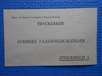 Beställningsblankett Sveriges Taxeringskalender 1922