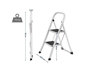 Songmics Folding Step Ladder med 2 steg, viksektion, säkerhetslås, GSL12WT
