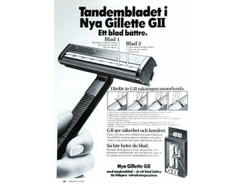 GILLETTE GII - ETT BLAD BÄTTRE, REKLAMANNONS 1973